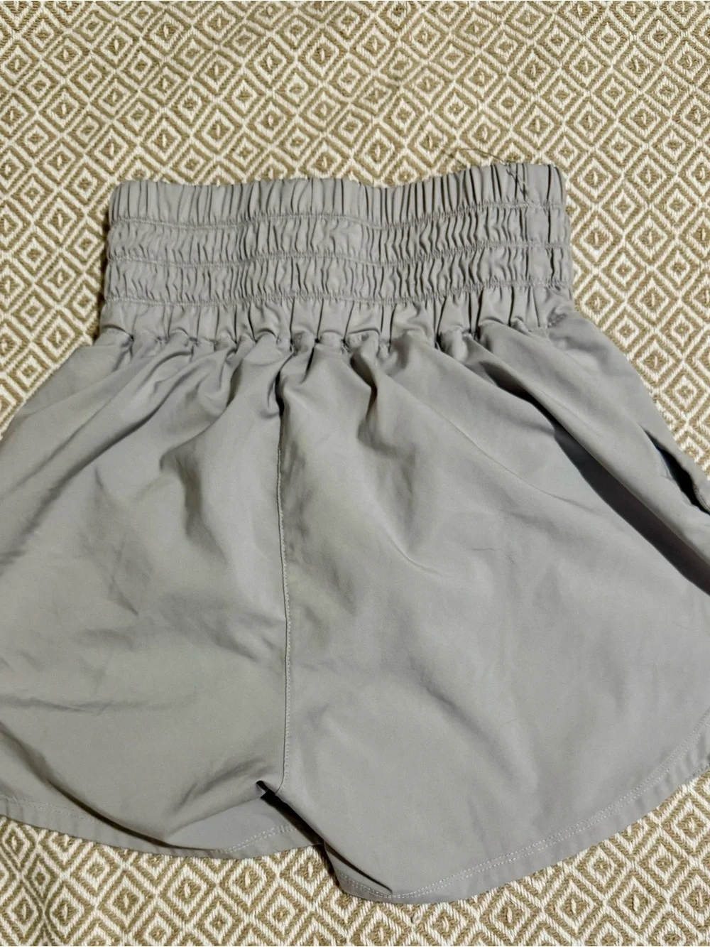 Nike Women's Light Gray Smocked-Waist Athletic Shorts